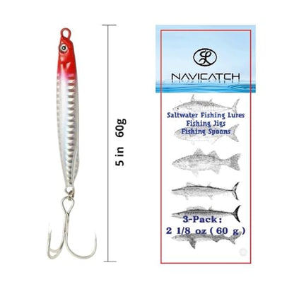 Saltwater Fishing Lures Fishing Jigs Fishing Spoons for Striped bass, Pompano, Spanish Mackerel ，Bluefish - color: Red (3pcs), size: 2.13 oz / 60 g