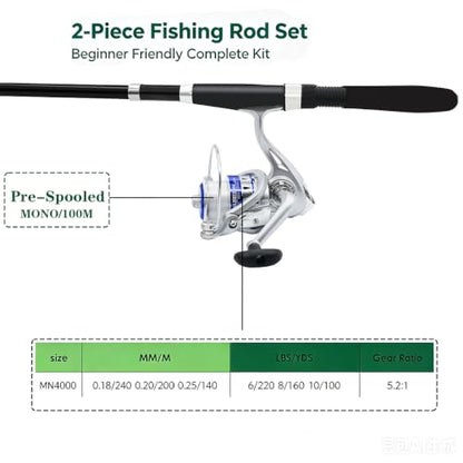 Fishing Pole Combo Set,2.1m/6.89ft 2PCS Collapsible Rods 2PCS Spinning Reels Lures Set Carrier Bag Carbon Fiber Telescopic Fishing Rods Sea Saltwater Freshwater Kit Fishing Rod Reel Combos