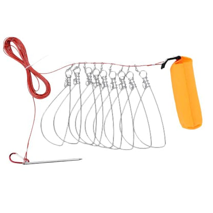 Fish Stringer High Strength Detachable Portable Live Fish Lock for Outdoor Fishing 10 Stainless Steel Hooks 5m Rope