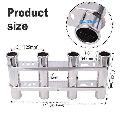 Fishing Rod Holder for Boat, Vertical Wall Mounted Fishing Rod Rack, Stainless Steel Rod Holder for Marine Boat,Fishing Boat, Truck (4 Tubes Upgrade) - color: 4 Tubes Upgrade
