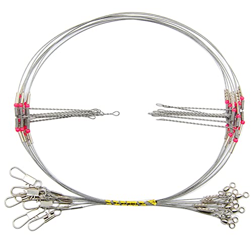 YOTO Fishing Tackle Leaders,Hi-Low Rig,Double Arms Saltwater Stainless Steel Leader with Swivels,High-Strength Fish Wire Gear Equipment, Fishing Gift - color: B1-29.5" 70lb-12pcs