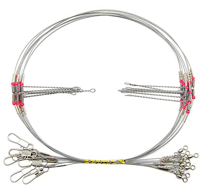 YOTO Fishing Tackle Leaders,Hi-Low Rig,Double Arms Saltwater Stainless Steel Leader with Swivels,High-Strength Fish Wire Gear Equipment, Fishing Gift - color: B1-29.5" 70lb-12pcs