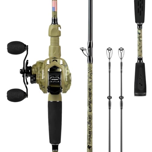 KastKing Spartacus Defender Twin-Tip Fishing Rod and Reel Combo, Spinning & Baitcaster Combo, KastFlex IM7 Graphite 2-Piece Blanks with Backup Tip Section, PTS System, EVA Handles - style: Cast: Left Reel, 7'0"- M Rod (2pcs+ Extra Tip)
