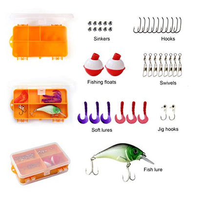 Kids Fishing Pole Spincast Youth Fishing Pole Tackle Box - with Net,Travel Bag,Rod and Reel Kit for Boys and Girls, Youth or Beginner’s - color: Black