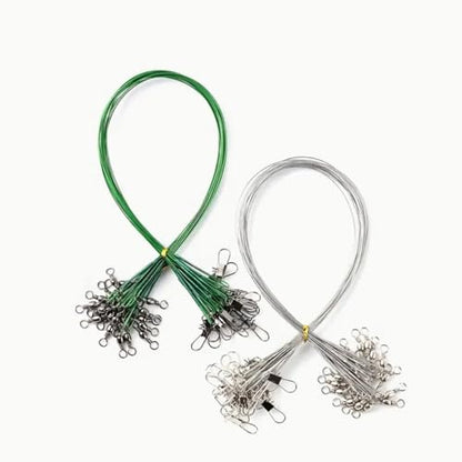 Steel Fishing Leader Wire with Swivel, Bite-Resistant Anti-Bite Trace for Freshwater and Saltwater, Heavy-Duty Fishing Tackle Accessories - size: 11.8IN