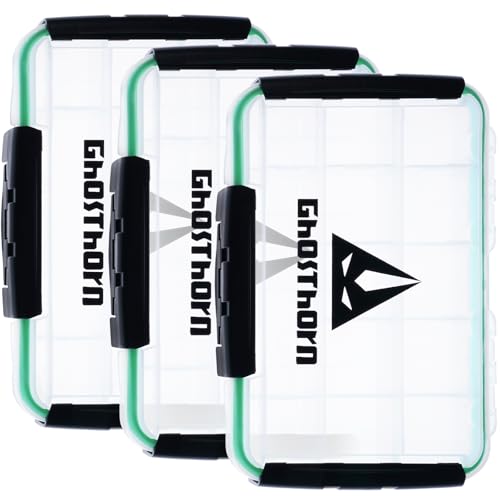 Ghosthorn Fishing Tackle Box, Waterproof 3600 and 3700 Tackle Trays, Plastic Tackle Box Organizer with Removable Dividers Storage Lure Box for Lures 3 Pack (3600 * 3) - size: 3600*3