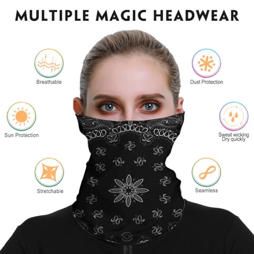 Neck Gaiter for Men Women Headwear Bandana Head Wrap Face Scarf Mask Cover Warmer Balaclava-Seamless & Versatile - color: A-black Style