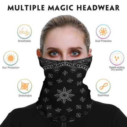 Neck Gaiter for Men Women Headwear Bandana Head Wrap Face Scarf Mask Cover Warmer Balaclava-Seamless & Versatile - color: A-black Style