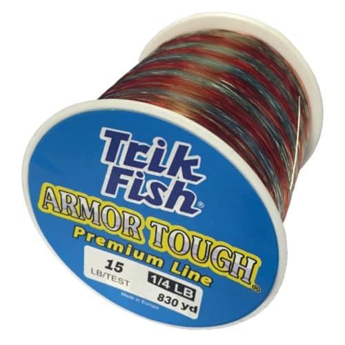TrikFish Armor Tough Camouflage Monofilament Fishing Line - Stealthy & Strong - Camo Monofilament Line for Freshwater & Saltwater Fishing - Bulk 1/4LB Spool of Mono - color: Camo, size: 15LB Test - 830 Yards