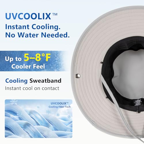 Unisex UVCoolix™ Cooling Sun Hat with Detachable Neck Flap | UPF 50+ Protection, Wide Brim Bucket Hat for Hiking, Fishing & Big Heads - color: Grey, size: Large-X-Large