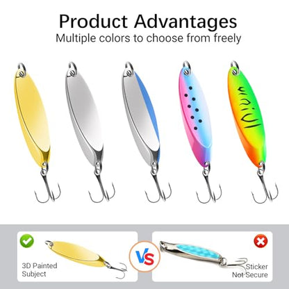 Fishing Lures Fishing Spoons, 5pcs/25pcs/30pcs/50pcs Trout Lures Bass Lures Hard Metal Spinner Baits for Salmon Bass Trout - color: 25PCS-5g/7g/10g/15g/20g