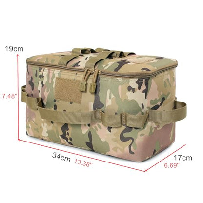 Fishing Tackle Bag Outdoor Camping Cookware Tool Bag Portable Large Capacity Tote Storage Bag Picnic Tactical Soft Case (CP camouflage(13.38''L x 6.69''W x 7.48''H)) - color: CP camouflage(13.38''L x 6.69''W x 7.48''H)