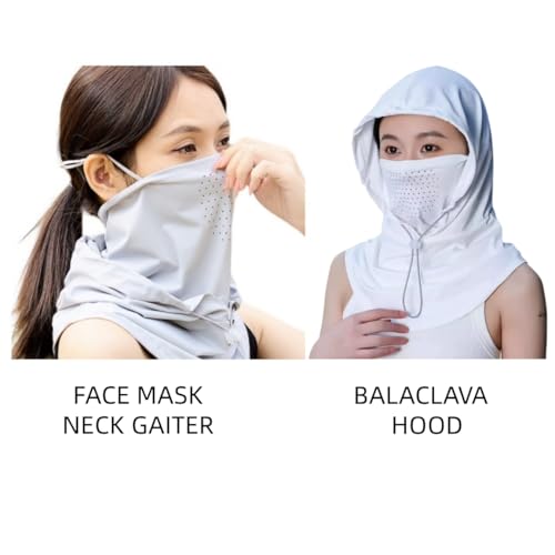 Cooling Balaclava Face Mask Sun UV Protection Hood Full Head Mask Face Cover with Breathable Holes for Cycling Fishing - color: Light Gray
