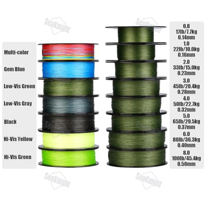 SeaKnight W8 II 8 Strands Braided Lines 164Yds/ 328Yds/ 547Yds Smooth PE Braid Multifilament Carp Fishing Lines Saltwater for Sea Fishing 15-100LB - size: 4.0#: 50LB-547Yds