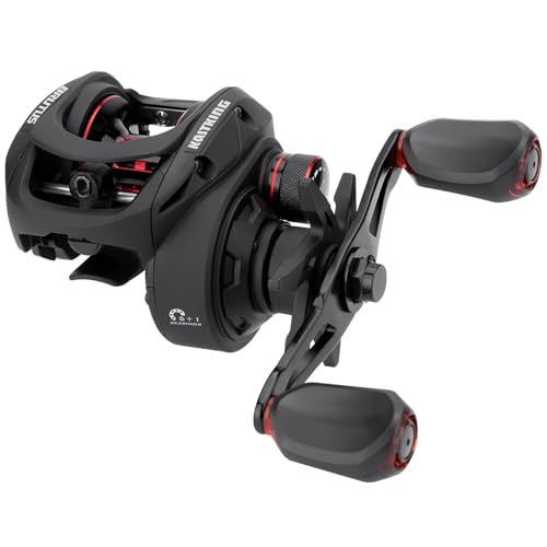 KastKing Brutus Baitcasting Fishing Reel, Graphite Frame, 7.2:1 Gear Ratio, 5+1 Shielded Stainless-Steel Ball Bearings,10 Button Magnetic Braking System, 17.6LB Carbon Fiber Drag, Aluminum Handle - color: Left Handed-7.2:1