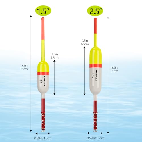 THKFISH Fishing Bobbers Fishing Floats and Bobbers Slip Bobbers for Fishing Balsa Floats Crappie Fishing Bobbers Fixed Bobber (1.5"X0.59"X5.4") (2.5"X0.59"X5.4") - color: Yellow-White-1.5IN