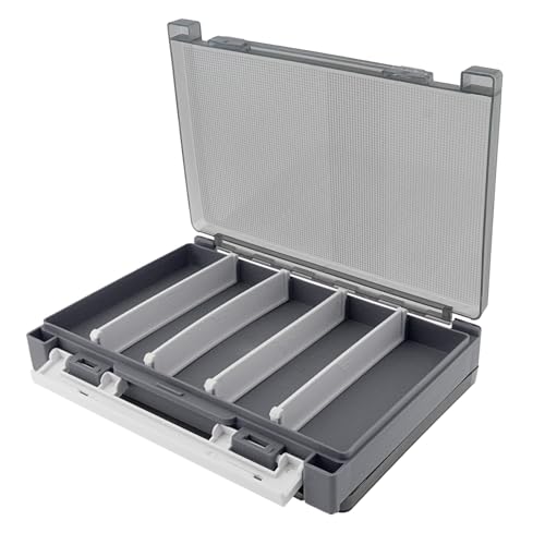 Double Sided Fishing Lure Box Organizer, Fishing Tackle Box Storage Hard Plastic Container Case for Lure Bait Hooks Beads (Gray, 7.8 * 5.8 * 1.6 inch) - color: Gray