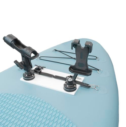 SUP Angler Lite Universal Paddle Board Mount with Paddle Board Fishing Rod Holders, Phone Holders, Cup Holders; Paddle Board Accessories - style: 1 Rod Holder / 1 Phone Holder