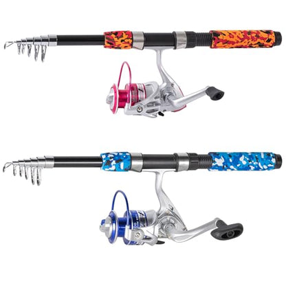 Tripquips Fishing Rod, 6.9ft 2Pcs Telescopic Fishing Pole Set, Spinning Rod and Reel Combo with Carrier Bag Freshwater Fishing Rod and Reel Combos Kits Fishing Gear (Type B: 2PCS Fishing Combo)