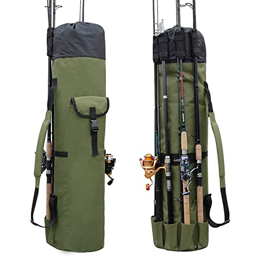 Fishing Tackle Pole Bag Rod Case, Folding Fishing Gear Storage Bag Case | Fishing Pole Case Reel Tackle Organizer Bag with Rod Holder, Oxford Fabric Portable Large Capacity, Fishing Gifts for Men