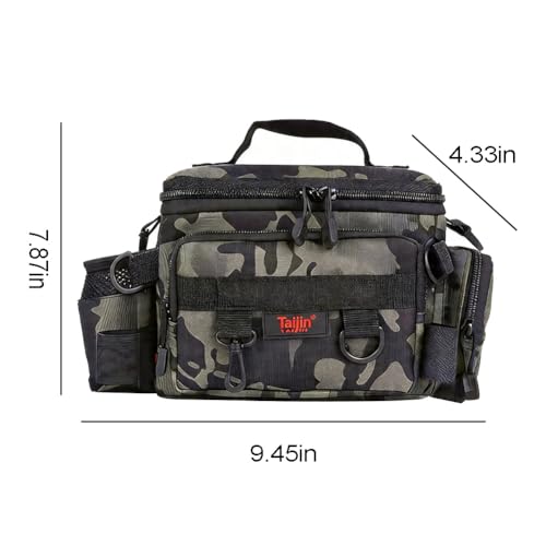 Portable Oxford Fishing Gear Bag, Water Resistant Multi-pocket Storage Backpack with Rod Holder and Adjustable Shoulder Strap for Outdoor Fishing
