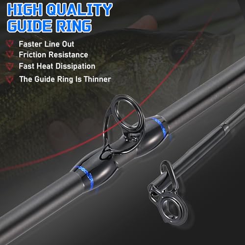 Sougayilang Baitcaster Combo – 8.1:1 High-Speed Reel, 18.5LB Drag, 9+1 Bearings, IM7 Graphite 2-Piece Rod, 6‘/7’ M Power for Bass Fishing - color: Right-7'0''