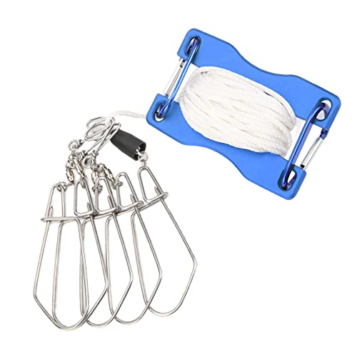 Live Fish Lock Portable Stainless Steel Fishing Stringer with Wear - Resistant Nylon Rope, D - Shaped Carabiner and Quick - Release Pin for Big Game Lure Fishing - color: Blue