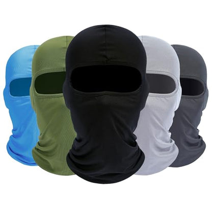 ROXUN Balaclava Ski Mask, 5 Pack Neck Gaiter Motorcycle Summer Cooling | UV Protection Shiesty, Windproof Scarf for Men/Women, Face Mask, Versatile Use - color: Black+dark Gray+light Gray+army Green+light Blue