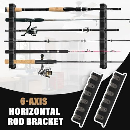 2-Pack Wall-Mounted Horizontal Fishing Rod Holders Fits Most Rod Diameter
