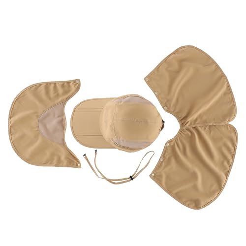 Connectyle Men's Foldable Baseball Sun Cap with Removable Face Mask Neck Flap Cover UPF 50+ Sun Protection Fishing Hiking Hat - color: Khaki