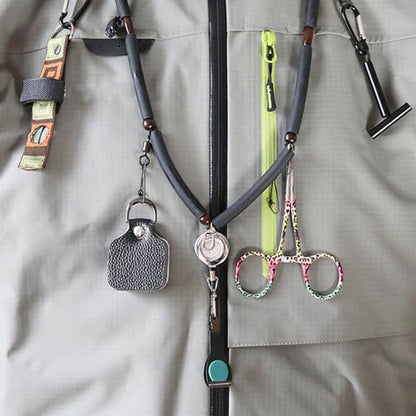 COOLHOOD Fishing Tool Holder Lanyard Fly Fishing Accessories Multifunction Fly Fishing Lanyard Necklace with Clip and Retractor Fishing Lanyard for Fly Fishing Accessories