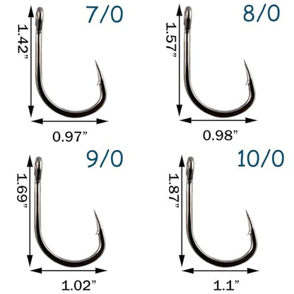 Fishing Hooks Live Bait Hooks Saltwater Circle Hooks Stainless Steel Fishing Hooks 2X Strong Circle Hooks Assist Hooks Bait Fishing Hooks for Ocean Saltwater Freshwater Fishing Size: 1/0-10/0 - size: 30 Pcs, 2/0
