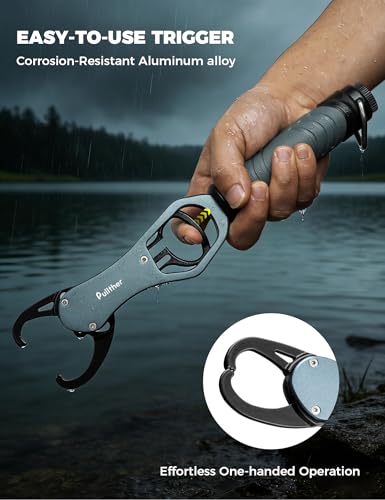 11" Fish Lip Gripper with Scale,Max 40lbs Scale | Aluminium Fish Grabber Tool with Lanyard