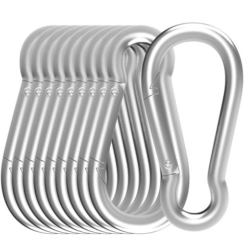 Carabiner, Heavy Duty Galvanized Steel Spring Snap Hook Carabiner Clips with 1350LBS Holding Capacity, Ideal for Outdoor, Hammock, Swing and Travel (M14 5.5Inch, 10PCS) - size: 10PCS-M14, style: Silver