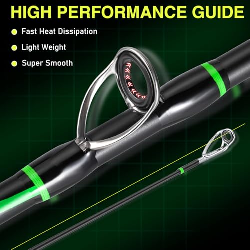 One Bass Fishing Rod Reel Combos, Spinning & Casting Combo, Graphite 2Pc Blanks, Stainless-Steel Guides, Super Polymer Handle - color: Casting Combo-Right Handed, size: 7'0"