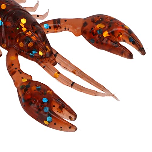 10pcs Crawfish Soft Lure Fishing Lure Crawdad Bait PVC Shrimp Artificial Soft Lure Baits for Bass Fishing Crayfish Baits Swimbait - color: Dark Brown