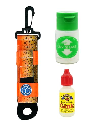 Gehrke’s Gink and Shimazaki Dry Shake Dry Fly Floatant with Kingfisher Combo Holder - color: Fall Run Brown Trout