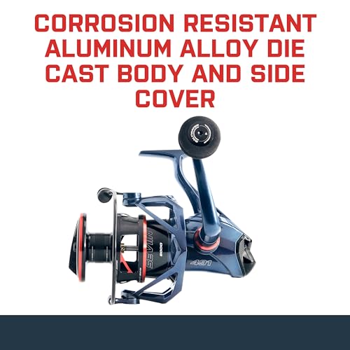 SEVIIN GSW Saltwater Spinning Reel - Engineered for Ultimate Durability, Corrosion Resistance & Dependability in Harsh Saltwater Conditions, Smooth Operation & Elite Performance - style: 8000 W/ 4.9:1 Gear Ratio