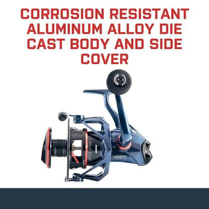SEVIIN GSW Saltwater Spinning Reel - Engineered for Ultimate Durability, Corrosion Resistance & Dependability in Harsh Saltwater Conditions, Smooth Operation & Elite Performance - style: 8000 W/ 4.9:1 Gear Ratio