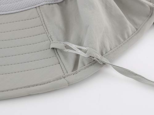 Connectyle Kids Large Brim UV Protection Sun Hat with Neck Flap Mesh Fishing Cap - color: Light Grey