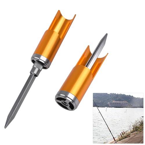 Fishing Rod Pole Holder Ground Support-1PCS/2PCS Protable Aluminium Alloy Rod Holder for Bank Fishing Spinning Casting Fishing Rod Racks - color: Gold-2PCS
