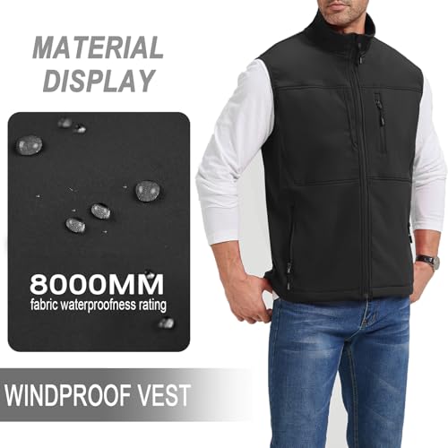 XinYangNi Men's Lightweight Softshell Golf Running Vest Outerwear Zip Up Fleece Lined Windproof Sleeveless Jacket for Hiking - color: Light Khaki, size: Large