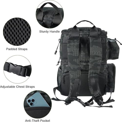 MATEIN Fishing Backpack, Water Resistant Tackle Storage Bag with Rod Holders & Cooler, Fishing Gifts for Men - color: Camouflage - Large