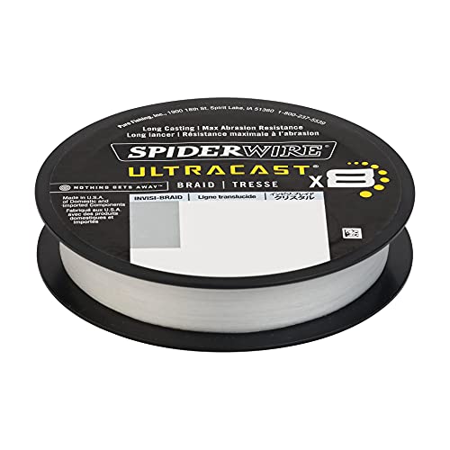 SpiderWire Ultracast Braid Vanish Fluorocarbon Dual Spool, 20lb Translucent Braid with 40lb Clear Fluoro Leader