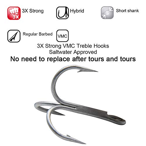 Dr.Fish Saltwater Fishing Lures Kit 5" Surf Fishing Sriper Saltwater Minnow Lures Mustad Hooks Jerkbait Popper Plugs Inshore Offshore Mackerel Tarpon Barracuda - color: Upgraded 6 Assorment