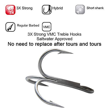 Dr.Fish Saltwater Fishing Lures Kit 5" Surf Fishing Sriper Saltwater Minnow Lures Mustad Hooks Jerkbait Popper Plugs Inshore Offshore Mackerel Tarpon Barracuda - color: Upgraded 6 Assorment