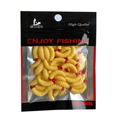 50PCs 2.4cm Maggot Soft Baits, Fresh Water Fishing Bait, Soft Fishing Lures, Bass Fishing Worms, for Lake Fishing Freshwater Saltwater Lake Ice Sea Fishing, Mackerel, Mullet - color: D