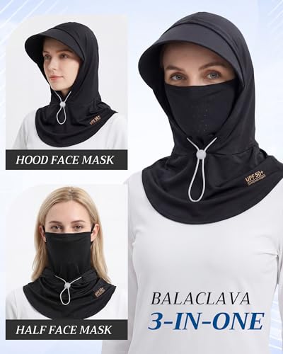 Shihanee 3 Pack Balaclava Face Mask Sun Protection Hood Cooling Breathable Full Head Mask for Men Women Fishing Cycling - color: Black, Gray, Pink