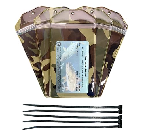 5 Pack, Camouflage, Vertrical, Zipped, Hunting & Fishing License Holder, Includes Zip Tie, Made in USA - style: 5 Pack-Camouflage