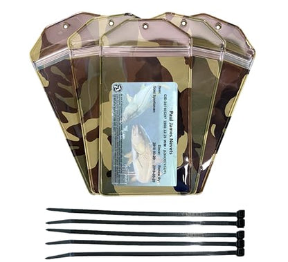 5 Pack, Camouflage, Vertrical, Zipped, Hunting & Fishing License Holder, Includes Zip Tie, Made in USA - style: 5 Pack-Camouflage